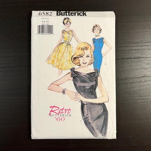 Retro Butterick 1960s Semi-Fitted Dress and Belt Pattern # 6582 2000 Reissue Sizes 6 8 and 10