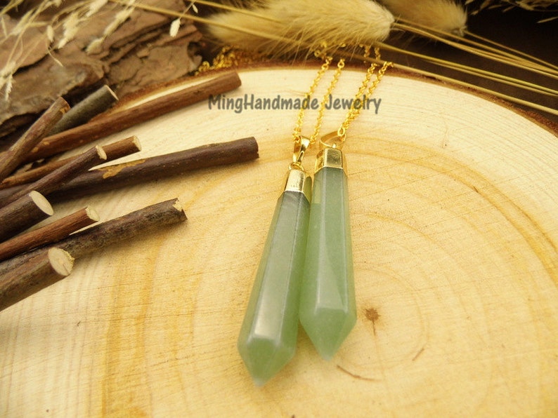 Hexagon Spike Gemstone Pendant Necklace Gold Edge Opal Rose Quartz Tiger/'s Eye Agate Natural Stone Semi Precious Stones TNK-0019