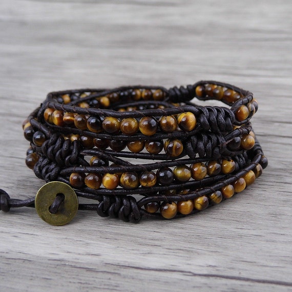 Tiger eye wrap bracelet gemstones wrap bracelet Yoga boho | Etsy
