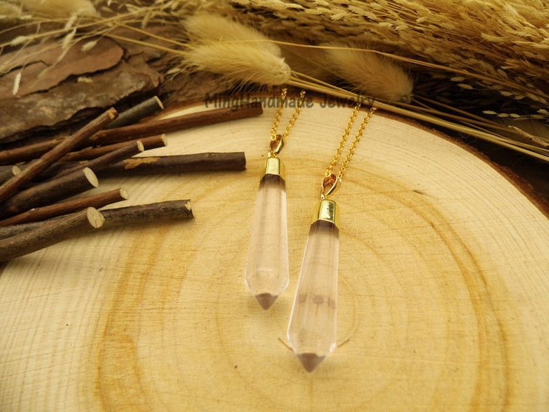 Hexagon Spike Gemstone Pendant Necklace Gold Edge Opal Rose Quartz Tiger/'s Eye Agate Natural Stone Semi Precious Stones TNK-0019