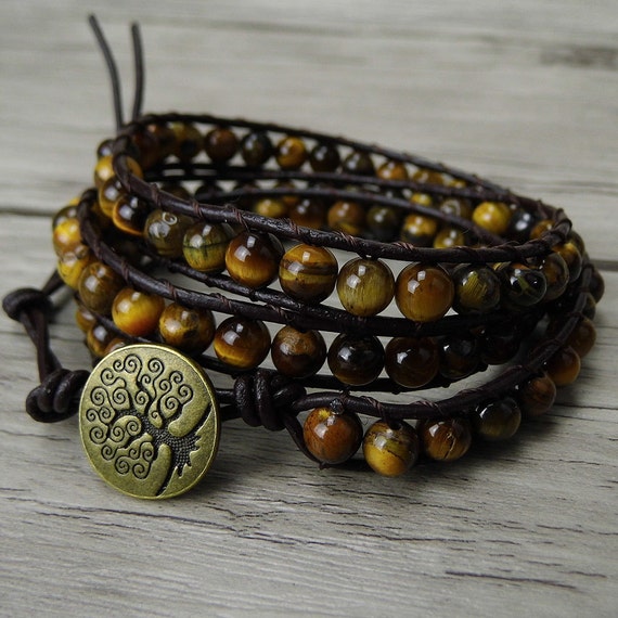 Yellow Tiger Eye Bracelet Boho Gemstone 