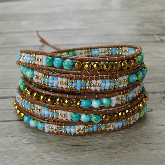 Gypsy Bead Wrap Bracelet Blue Wrap Bracelet Seed Bead Bracelet Etsy