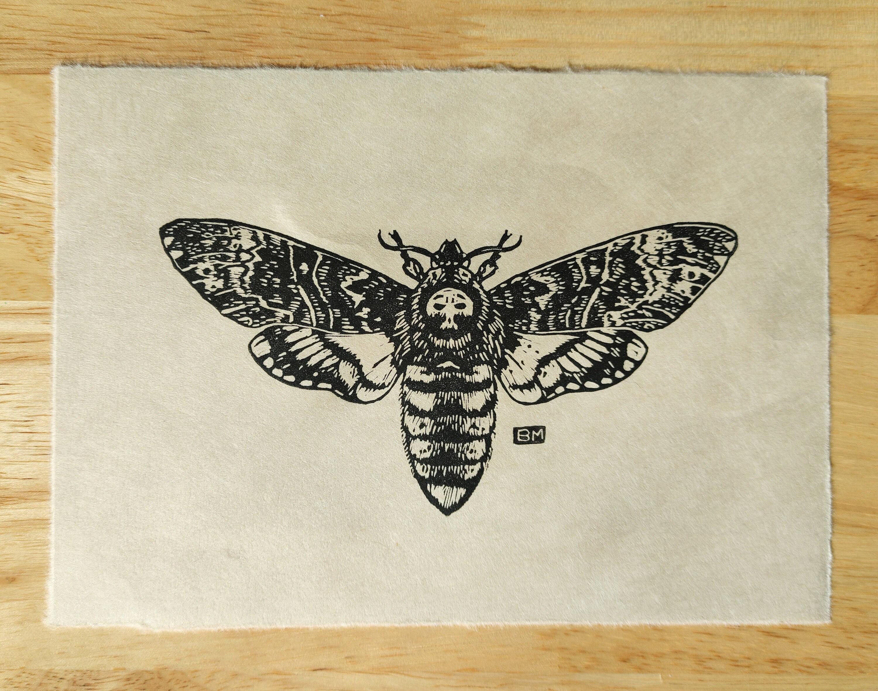 Death's Head Moth // Linocut Print // Handprinted - Etsy