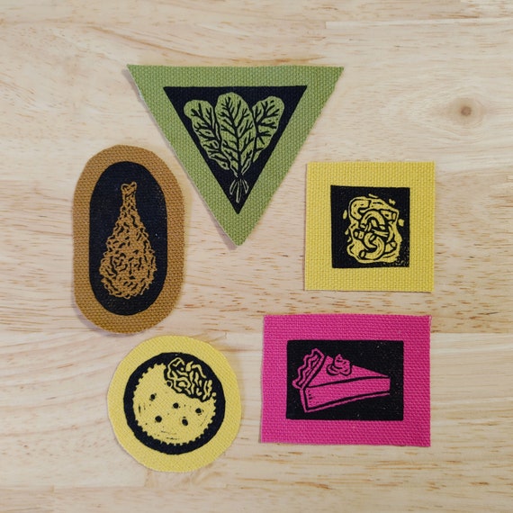 southern food patches // block print // multiple colors duck canvas // handmade