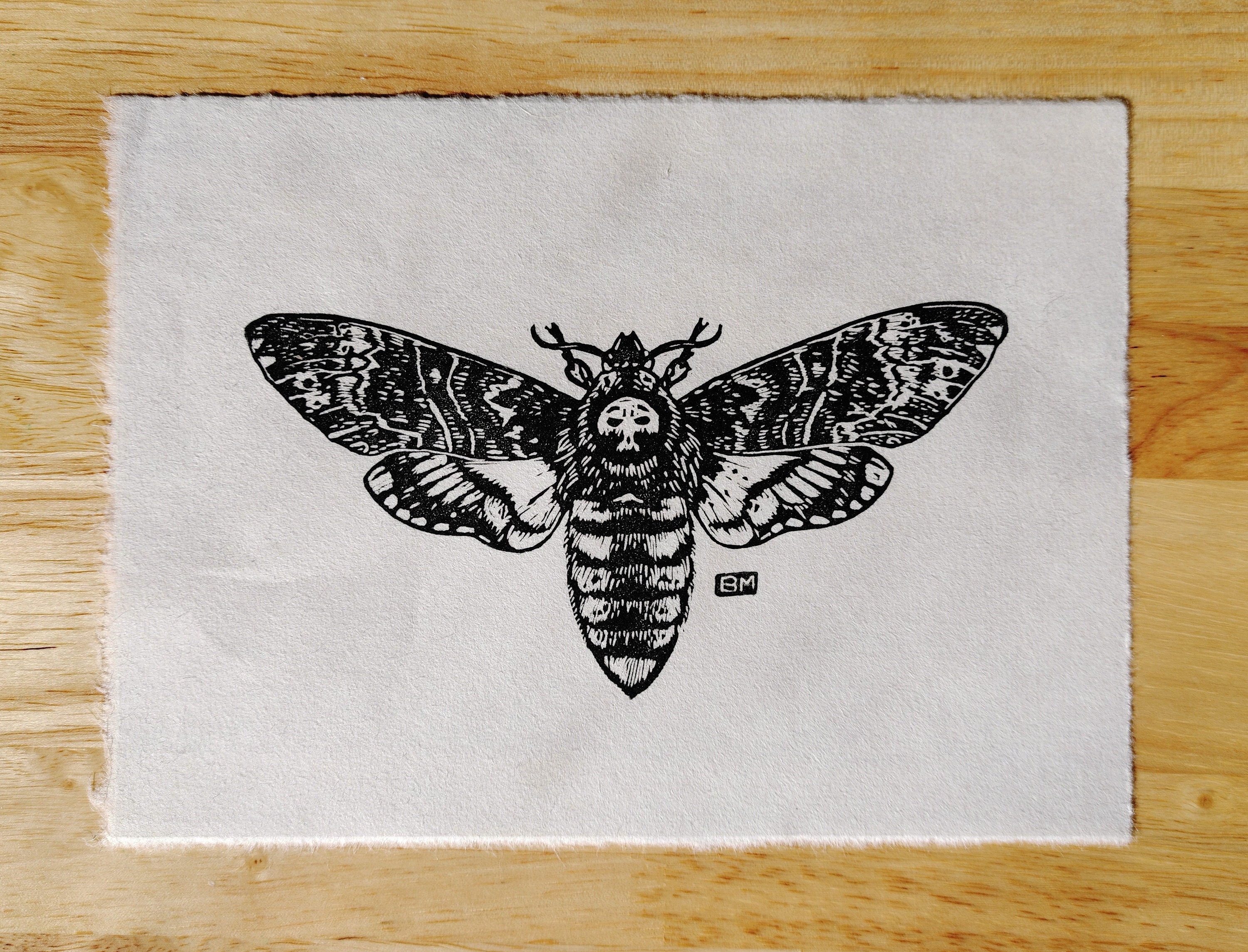 Death's Head Moth // Linocut Print // Handprinted - Etsy
