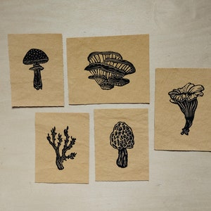 mushroom patches // block printed // brown cotton canvas // handmade