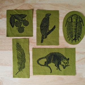 appalachian patches // block printed // olive duck canvas // handmade