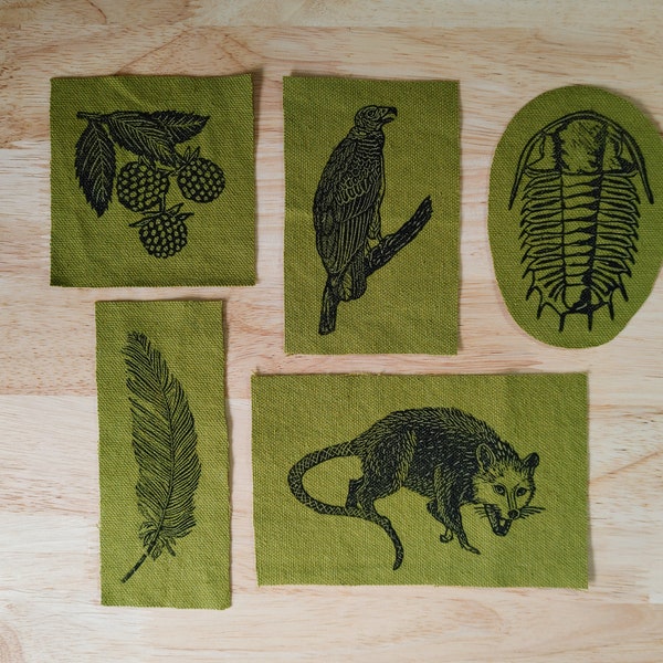 Remendos dos Apalaches // estampa em bloco // lona verde // feito à mão