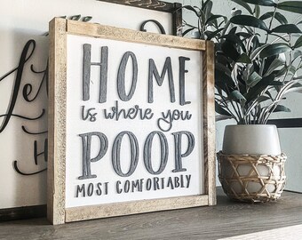 Funny Bathroom Wood Sign | 3D Laser Cut Farmhouse Decor