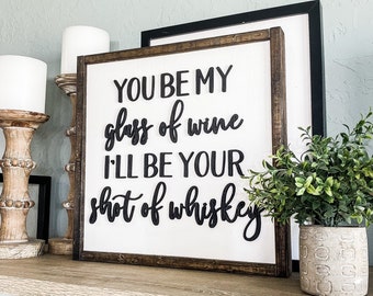 Wine and Whiskey Lyrics Laser 3D Wood Sign, Framed