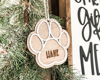 Personalized Pet Christmas Ornament | Personalized Christmas Ornament | Dog Ornament | Dog Remembrance Ornament | Dog Paw Ornament