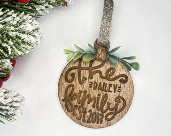 Personalized Last Name Ornament | Christmas Ornament | Personalized Christmas Ornament | Established Ornament | Family Name Ornament