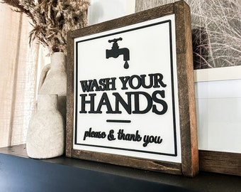 Wash Your Hands Sign | Wash Your Hands Wood Sign | Wooden Sign | Wood Sign | Bathroom Sign |  Bathroom Wood Sign | Bathroom Decor