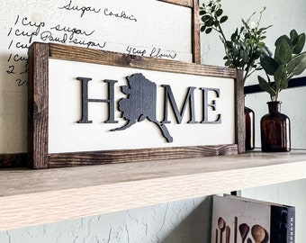Alaska Wood Sign | Home Wood Sign | Wooden Sign | State Wood Sign | State Wall Decor | Home Wall Decor | Gallery Wall | Alaska Sign