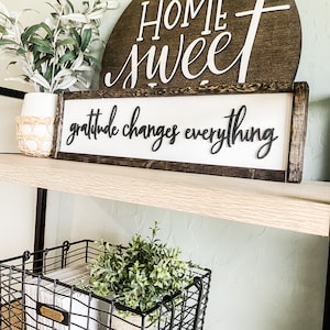 Gratitude Changes Everything | Laser 3D Wood Sign | Raised Lettering Sign | Wooden Sign | Laser Wooden Sign | Framed Raised Lettering Sign