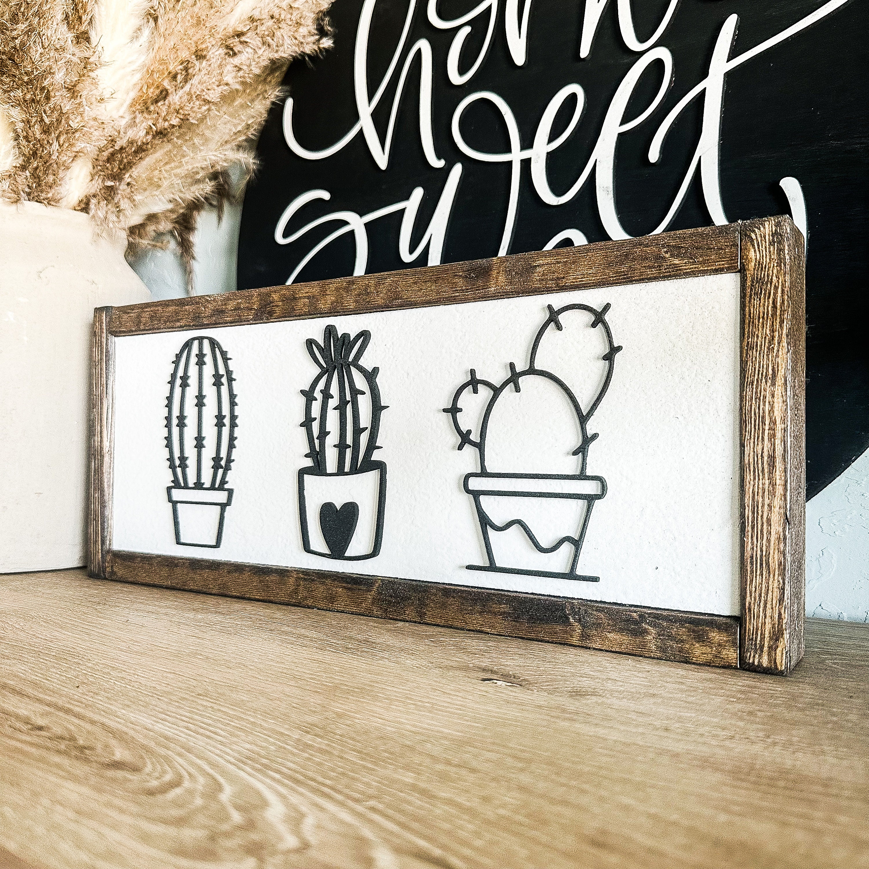 Rustic Cactus Sign Cactus Wood Sign | Cactus Decor | Succulent Wood Sign | Succulent Decor ...