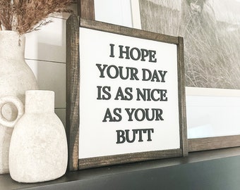 Funny Bathroom Wood Sign | 3D Laser Cut, Dark Walnut Frame