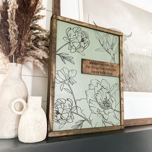 Letrero de madera con cita personalizada / Letrero de madera floral / Letrero de madera grabado / Letras 3D / Letras en relieve / Letrero de madera / Letrero de madera enmarcado