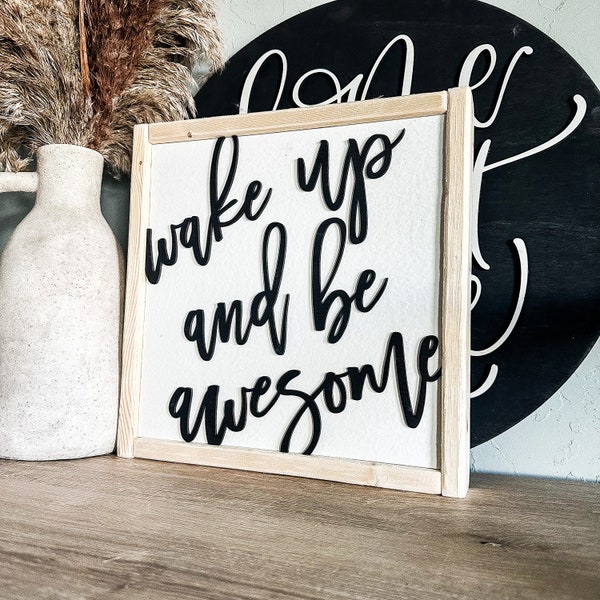 Wake Up and Be Awesome Sign | Kids Quotes | Kids Art | Graduation Gift | Wooden Sign | Wood Signs | Custom Wooden Sign