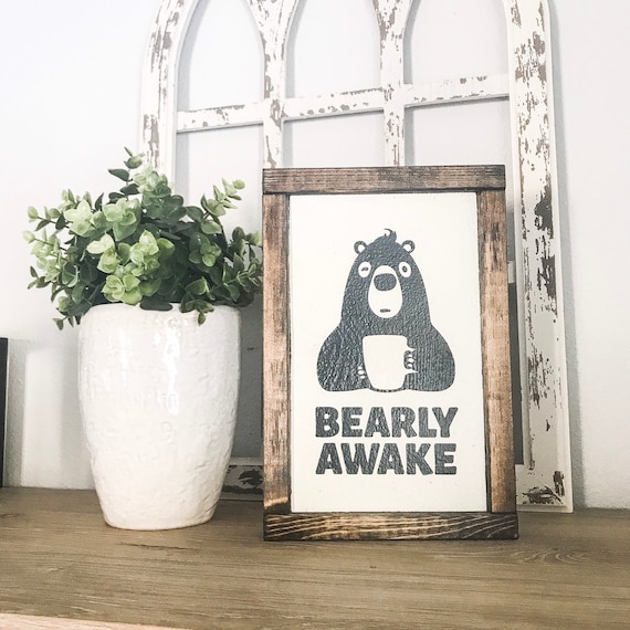 Bearly Awake Coffee Bar Sign Pallet Sign Wood Sign Etsy