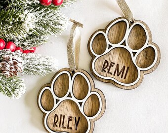 Personalized Pet Christmas Ornament | Personalized Christmas Ornament | Dog Ornament | Dog Remembrance Ornament | Dog Paw Ornament