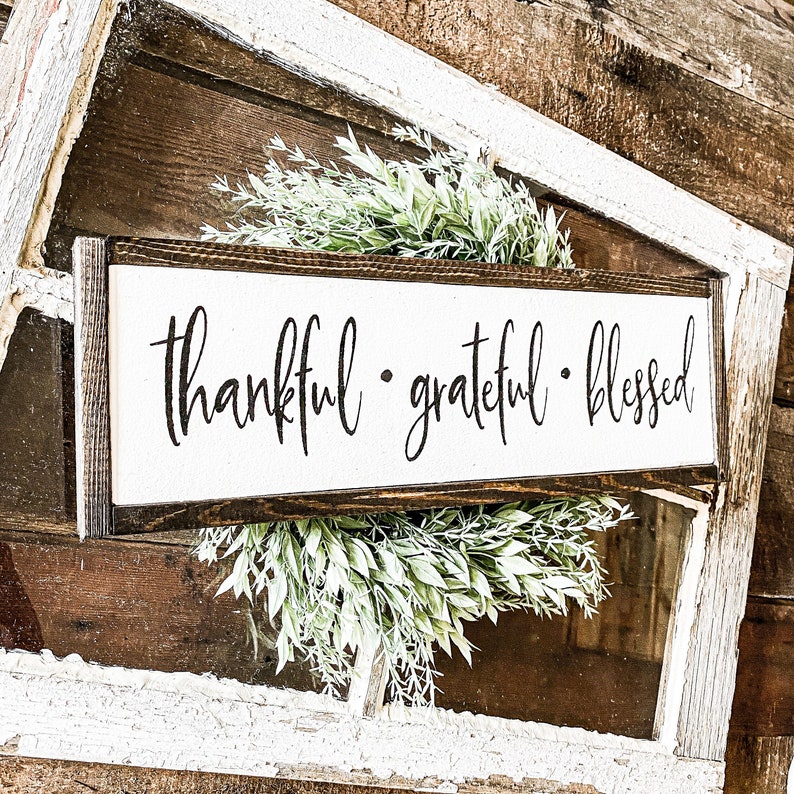 Thankful Grateful Blessed Fall Sign Fall Decor | Etsy