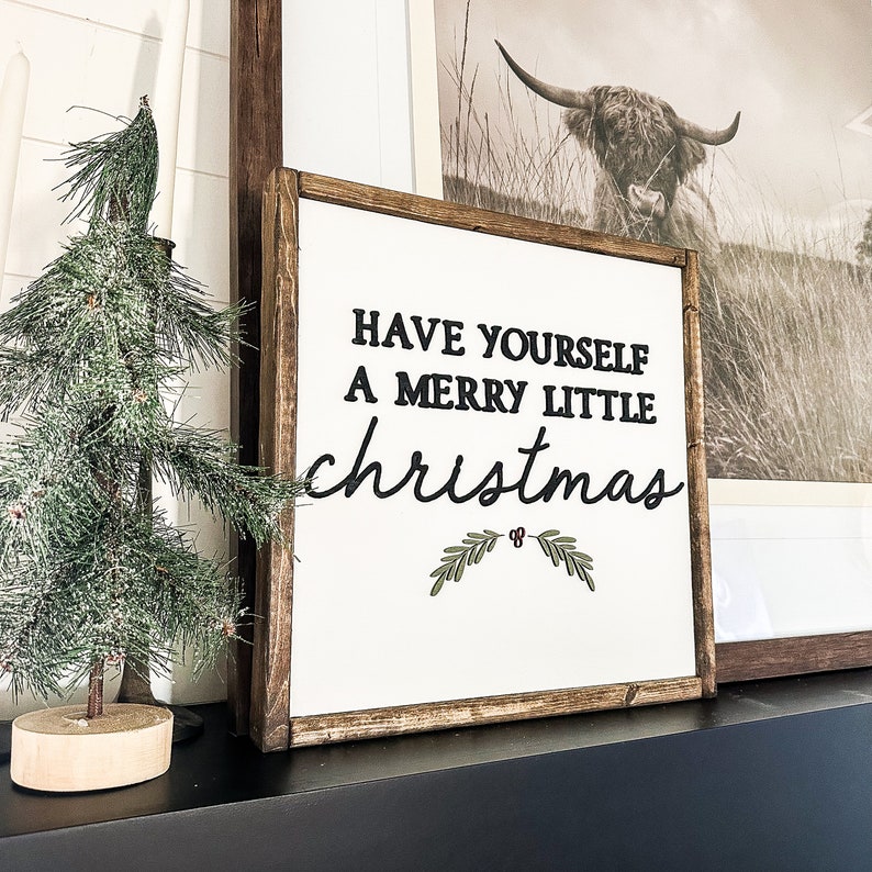 Have Yourself a Merry Little Christmas Laser 3D Wood Sign Christmas Wooden Sign Wood Sign Christmas Gift Christmas Wood Sign image 1