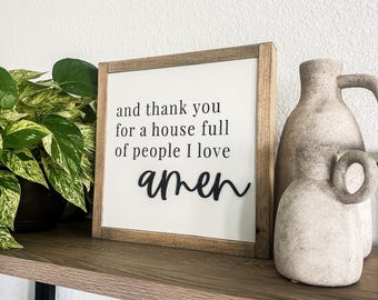 Thank You For a House Full of People I Love Sign | 3D Laser Wood Sign | People I Love Wood Sign | Wooden Sign | Amen | Bible Verse Signs