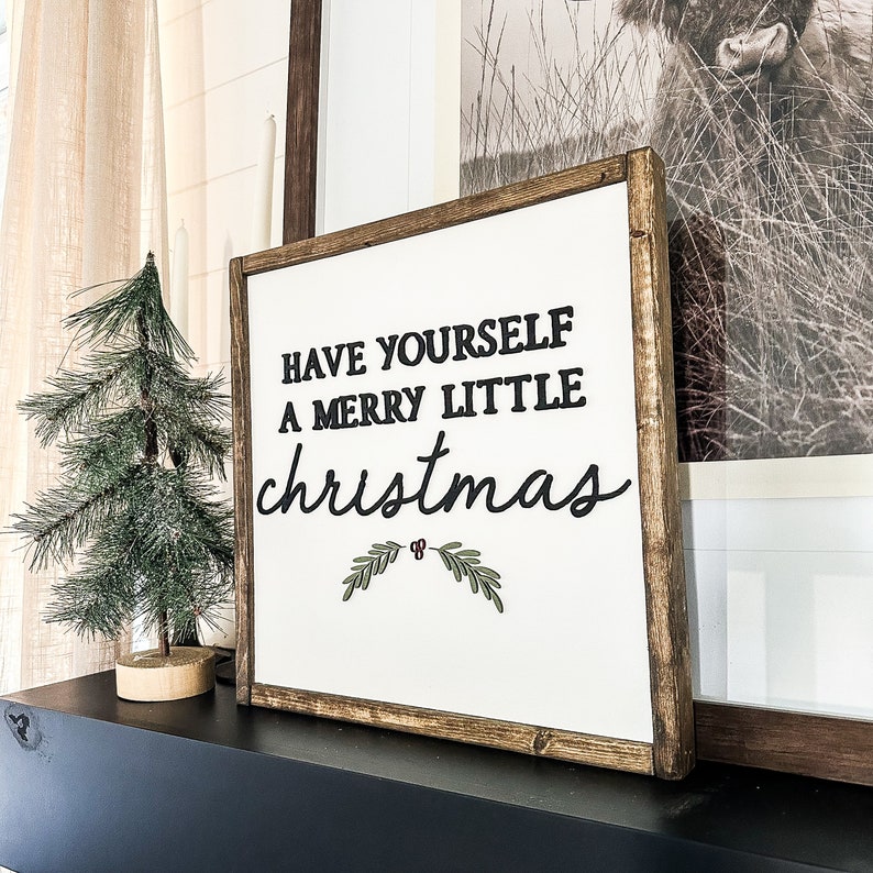 Have Yourself a Merry Little Christmas Laser 3D Wood Sign Christmas Wooden Sign Wood Sign Christmas Gift Christmas Wood Sign image 2