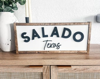 Personalized City State Wood Sign | Custom Farmhouse Home Decor | Rustic Location Sign