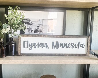 Customized City, State | 3D Laser Wood Sign | Home Wood Sign | State Wood Sign | Wood Sign | Coordinate Wooden Sign | Wooden Sign