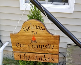 Welcome to our Campsite personalized sign, Welcome to our campsite family sign,  Personalized campsite sign, Family Camp sign