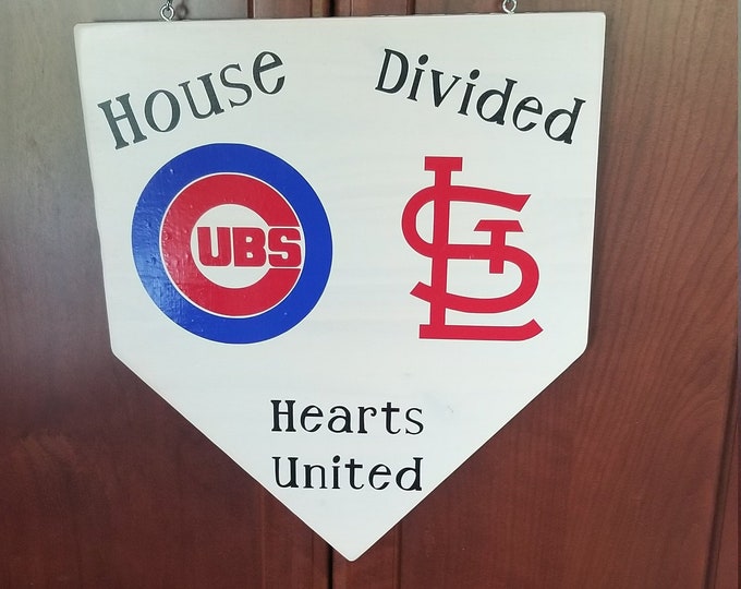 House Divided Hearts united, Front door sign, Baseball family divided,  House divided home plate sign, House united, baseball decor