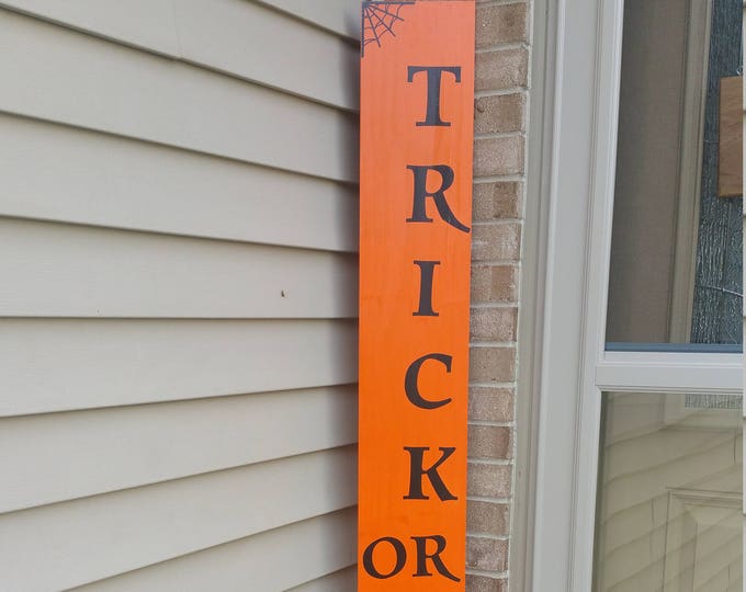 Trick or treat front porch sign, Trick or treat Welcome sign, Halloween decor, Halloween front porch sign