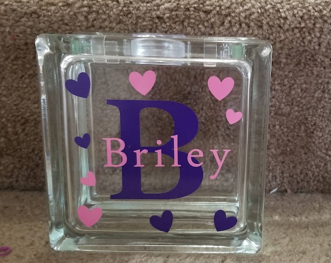 Personalized glass bank, Personalized Glass Block money bank, Piggy Bank, Glass Block bank, Money saver