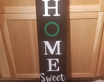 WELCOME Front porch wooden sign, Home Sweet Home, Welcome sign, Vertical Welcome sign, entry way sign, Welcome to our home, Black welcome