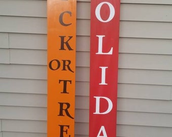Reversible Trick or treat  merry Christmas front porch sign, happy holiday and trick or treat, Halloween decor, Halloween front porch sign,