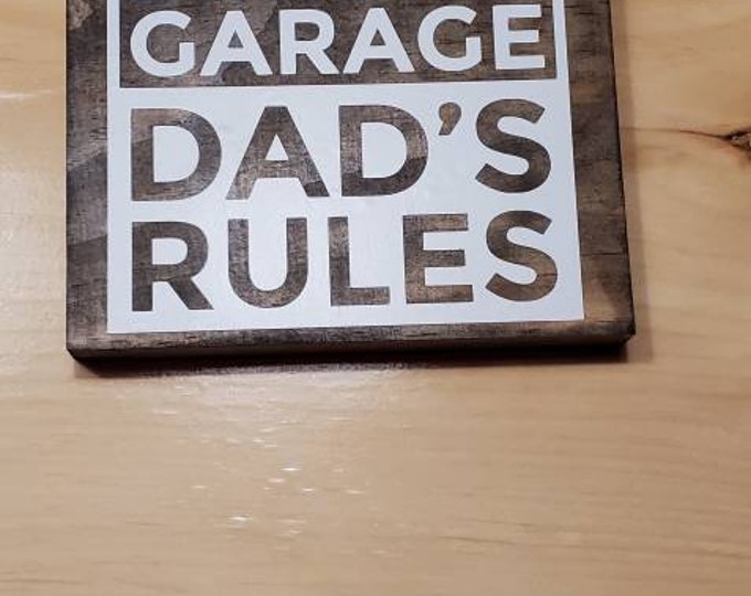 Dad's garage dads rules, father's day gift, 6x6 tile for dad