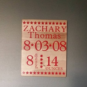Personalize baby name sign, Nursery Decor, Baby Birth announcement, with weight and name girl or boy, baby birth stats, wood baby stat sign