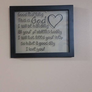 Good Morning this is God, I love you, 8 x10 frame, help you, good morning God, heart, wood, good morning this is god image 5