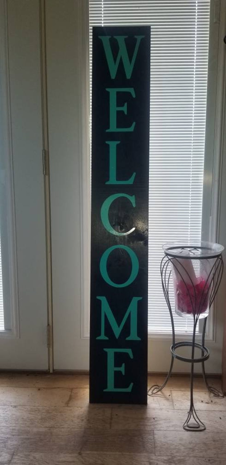 WELCOME Front porch wooden sign, front porch sign, Welcome sign, Vertical Welcome sign, entry way sign, rustic Welcome sign, Black welcome image 4