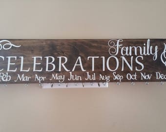 Family birthday wood sign, celebration sign, wood birthday sign, anniversary sign, special dates, family calendar
