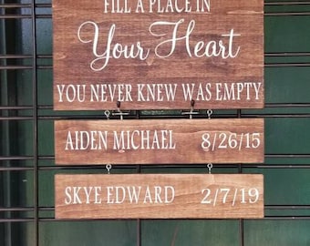 Grandchildren sign, Grandchildren fill a place in your heart you never knew was empty, grandparents sign, grandchildren birthdates