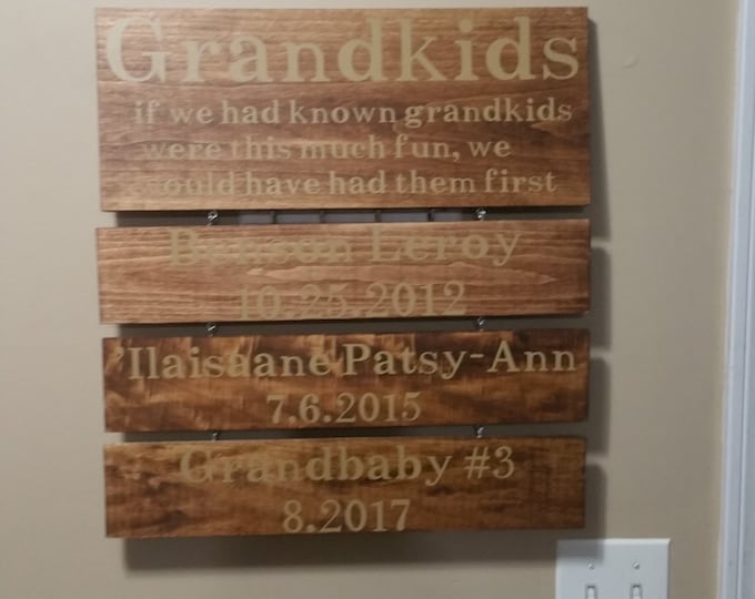 Grandchildren sign, Grandkids, if we knew grandkids were this much fun we would of, grandparents sign, grandkids,  grandchildren birthdates