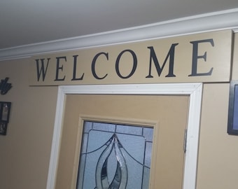 Horizontal WELCOME Front porch wooden sign, front porch sign, Welcome sign, Vertical Welcome sign, entry way sign, rustic Welcome sign