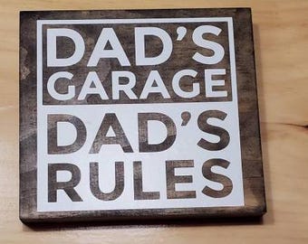 Dad's garage dads rules, father's day gift, 6x6 tile for dad