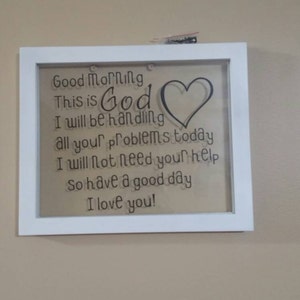 Good Morning this is God, I love you, 8 x10 frame, help you, good morning God, heart, wood, good morning this is god image 2