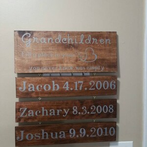 Grandchildren sign, Grandchildren fill a place in your heart you never knew was empty, grandparents sign, grandchildren birthdates