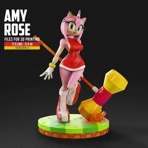 Amy rose - sonic | 3d printed figure | hand-painted or unpainted