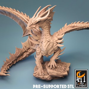 Lord of the Print | Gold Dragon | 8K RESIN | DnD | Fantasy | RPG Tabletop | Tabletop Gaming Miniatures